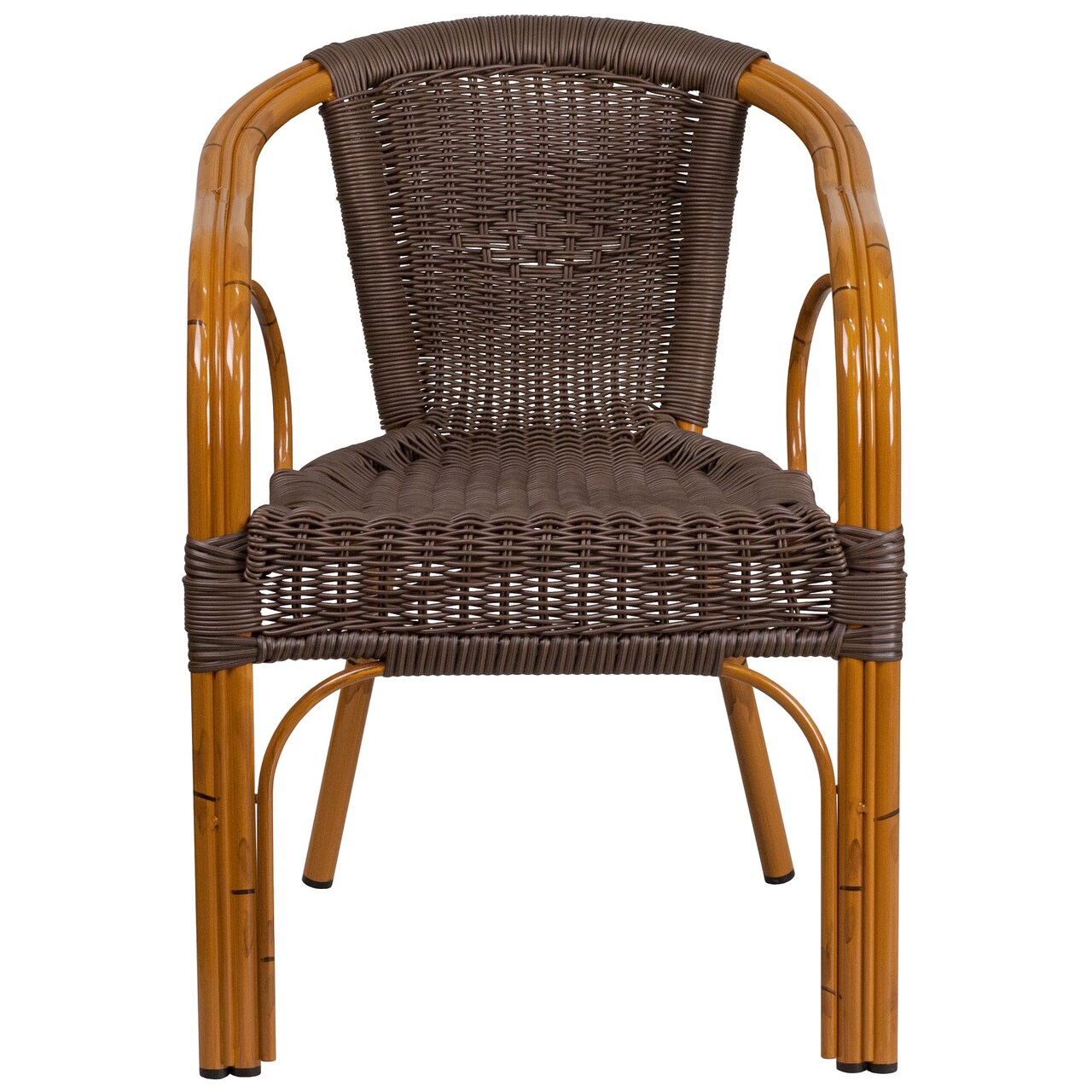Flash Furniture 30.25'' Dark Brown Rattan Outdoor Furniture Patio Chair